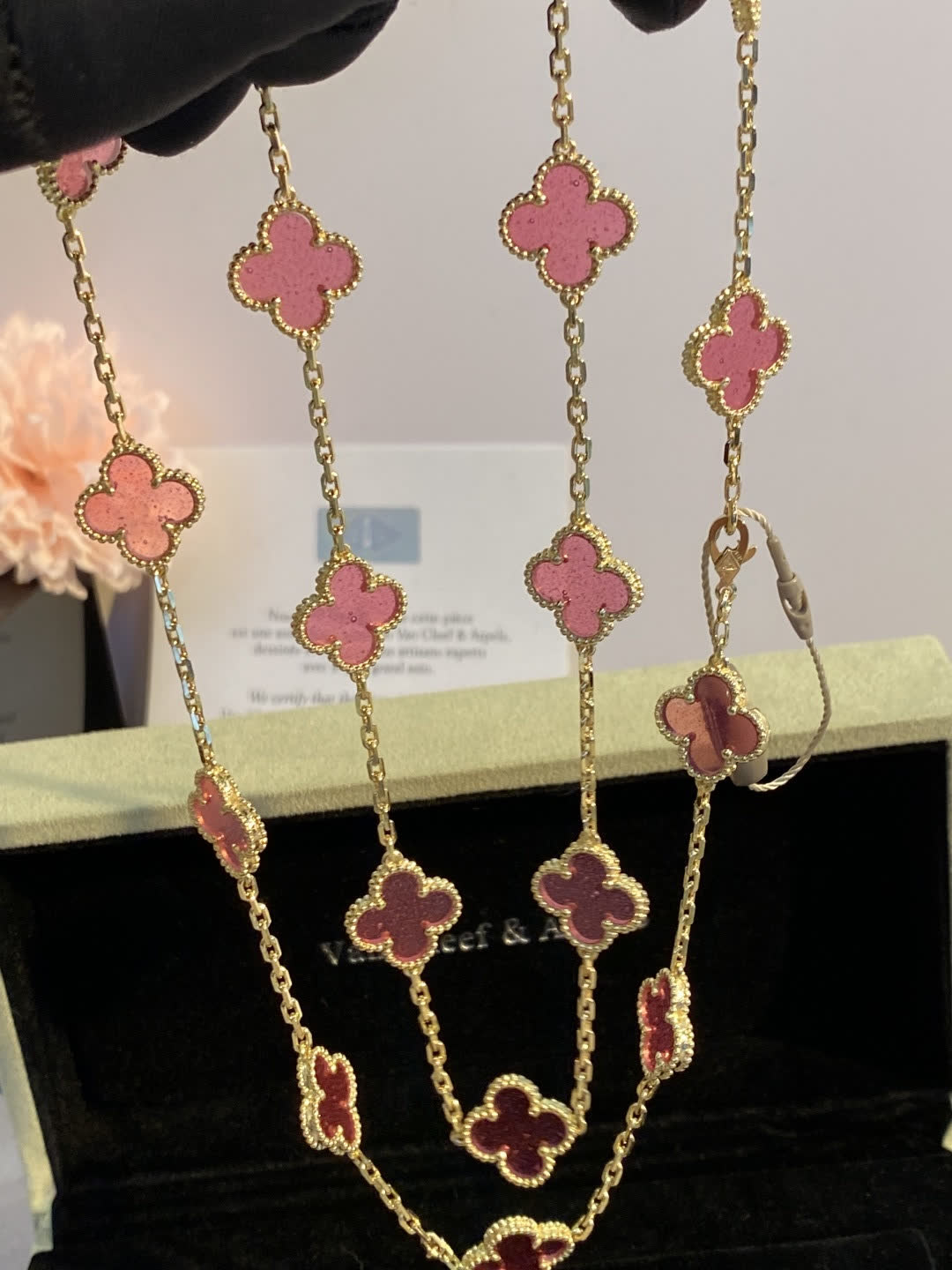 Van Cleef & Arpels Vintage Alhambra Pink Gold Necklace Van Cleef & Arpels Vintage Alhambra Pink Gold Necklace